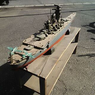 船艦大和・超激熱プレミアムレア物※一刀彫60年前の木製模型ジャンク品の画像