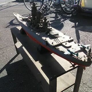 船艦大和・超激熱プレミアムレア物※一刀彫60年前の木製模型ジャンク品の画像
