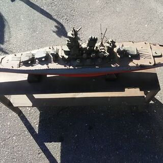 船艦大和・超激熱プレミアムレア物※一刀彫60年前の木製模型ジャンク品の画像