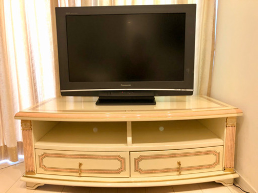 【送料込/日時指定可】イタリア製　高級　テレビ台　チェスト　白ロボード　キャビネット　アンティーク　ロココ調　シャビーシック / 東京都台東区