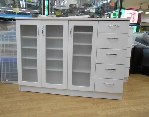 幅120×奥行25×高さ85cm コンセント付 カウンター下収納 ホワイト/白 キッチンカウンター下収納 キッチン下収納 引出し付き 吉川木工 ☆ PayPay(ペイペイ)決済可能 ☆ 札幌市 清田区 平岡