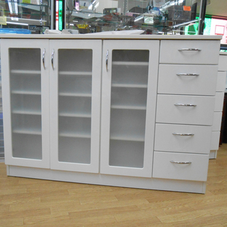 幅120×奥行25×高さ85cm コンセント付 カウンター下収納 ホワイト/白 キッチンカウンター下収納 キッチン下収納 引出し付き 吉川木工 ☆ PayPay(ペイペイ)決済可能 ☆ 札幌市 清田区 平岡