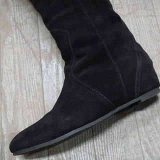 セール中につき、半額で販売中！1,097円→548円！　ロングブーツ ニーハイブーツ Sサイズ 約23cm ローヒール 合成皮革 レザー調 ブラウン レディースの画像