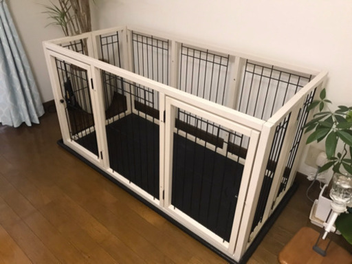 値下げ交渉可　ペットゲージ  白 LL  多頭飼いに  ワンタッチ木製　仕切れるタイプ