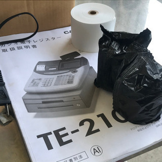 格安で！カシオ 電子レジスター◇鍵付◇取説 感熱紙付◇TE-2100の画像