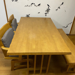 和 和風 ベンチタイプ 回転座面 肘付きチェア ダイニング4点セ...