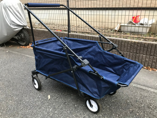 ★キャンプ　バーベキュー　折り畳み式　キャリーワゴン　マルチワゴン　アウトドア　ネイビー　台車★