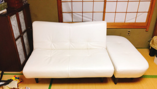 2️⃣1/19引き取り限定　白ソファーベット2分割　ジャンク