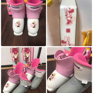 ディズニー　ミニーちゃん 子供　ジュニア　子供　スキー　4点セット 128cm ジュニアスキーsetディズニー ミニー