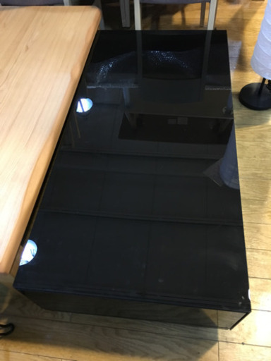 アーバンstyle 収納付き ガラステーブル 高級感