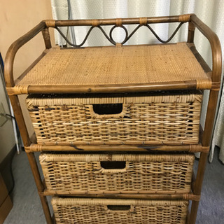 籐製　三段チェスト