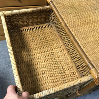 籐製　三段チェストの画像