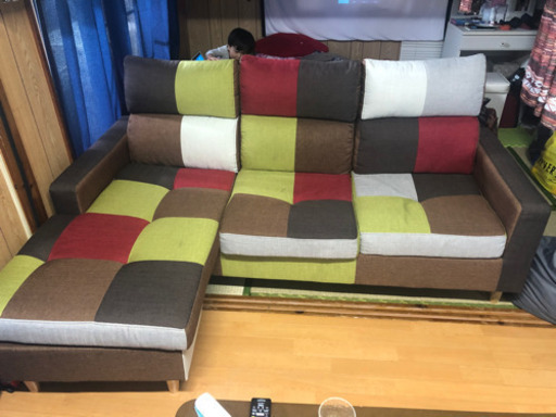 パッチワークソファ　3人掛け・L字