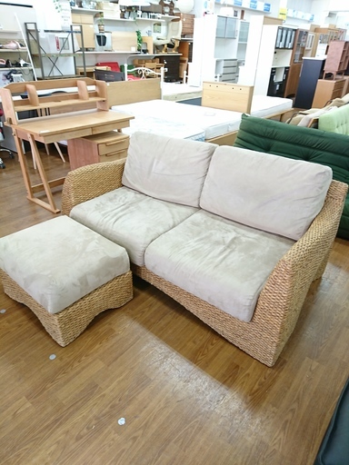 オットマン付き2人掛けソファー　　【トレファク　川越店】