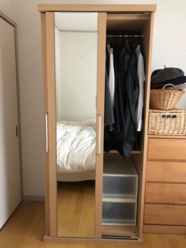 【最終処分　3/15迄】木製 クローゼット ワードローブ シンプル 引き戸 無印良品 カリモク IKEA