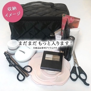 ☆ミニミラー付き！ コスメポーチ ブラック コンパクト 新品☆の画像