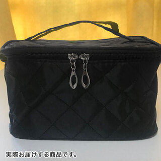 ☆ミニミラー付き！ コスメポーチ ブラック コンパクト 新品☆の画像