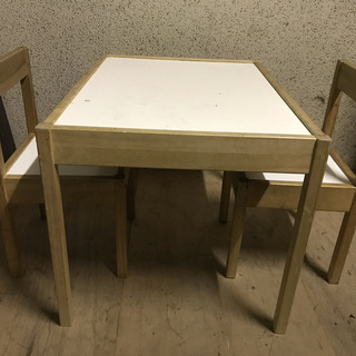 IKEA イケア LATT 木製 子供用 テーブル チェア2脚セ...