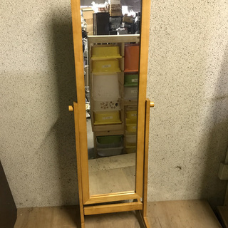 木製 スタンドミラー 角度変更可 キャスター付 幅45cm×奥行...