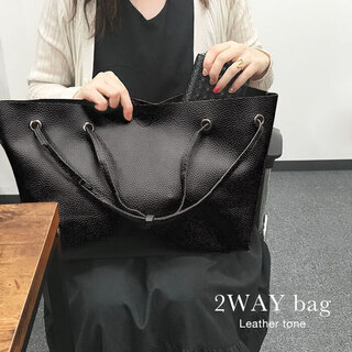 ☆【2点セット】レディース トートバッグ&ミニバッグ ブラック ...