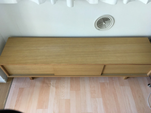 【取引中】［無印良品］オーク材AVラック薄型（引戸）幅150cm