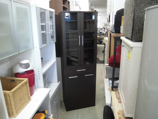 南12条店 食器棚 リビングボード こげ茶 幅60cm