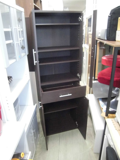 南12条店 食器棚 リビングボード こげ茶 幅60cm