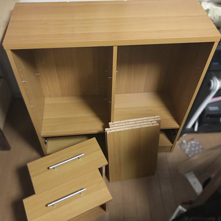 2列引き出し付き【木製ボックス】高さ調整可能の画像
