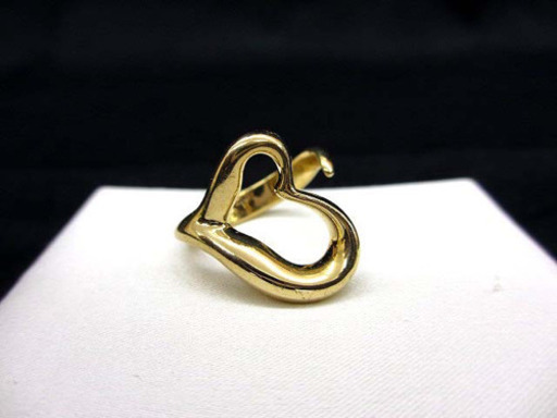 美品 ティファニー オープンハート リング 指輪 K18YG 10.5号 わ