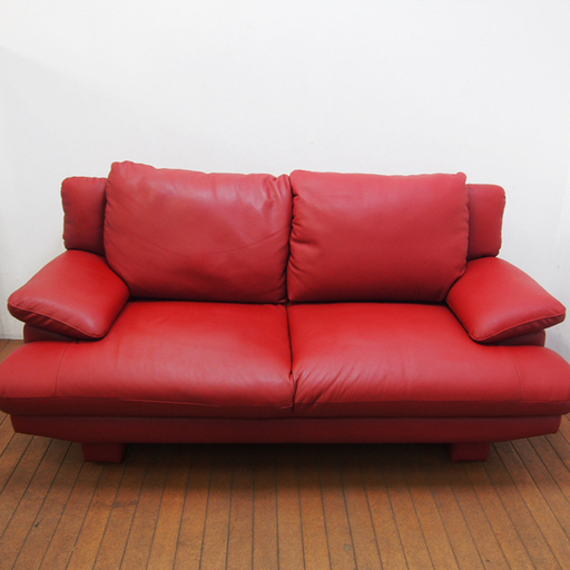 【美品】２P本革ソファ 二人掛けソファ ラブソファ 幅170 奥行87 高さ80cm (IA53)