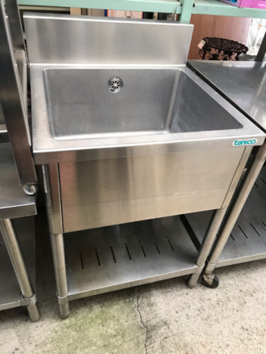 タニコー 業務用 1槽シンク バックガード付 W600×D600×H800 中古