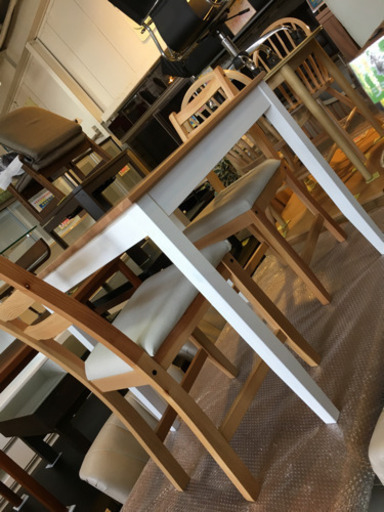 IKEA イケア ダイニング3点セット パイン無垢材 LERHAMN