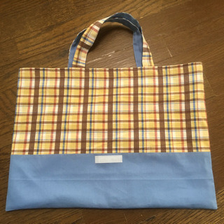 🧸手提げ袋(チェック柄)入園入学準備に❣️