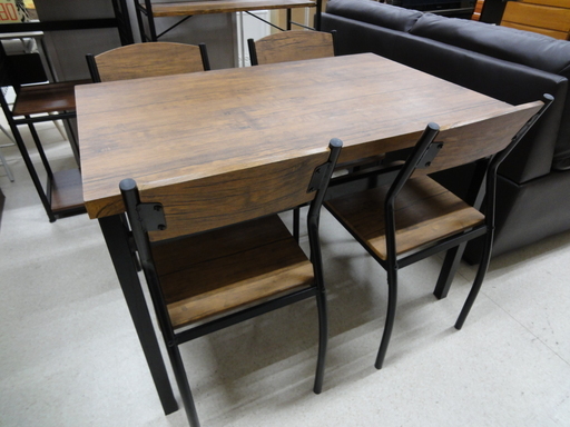 ダイニングテーブル 5点セット ブラウン 木目 テーブル／チェア×4【ユーズドユーズ名古屋天白店】