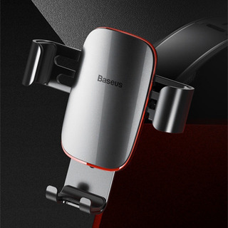 最新型 車載スマホ ホルダー (シルバー& レッド)【新品 未使用】