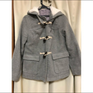 ダッフルコート　グレー　標準丈　ファスナー　フードボア