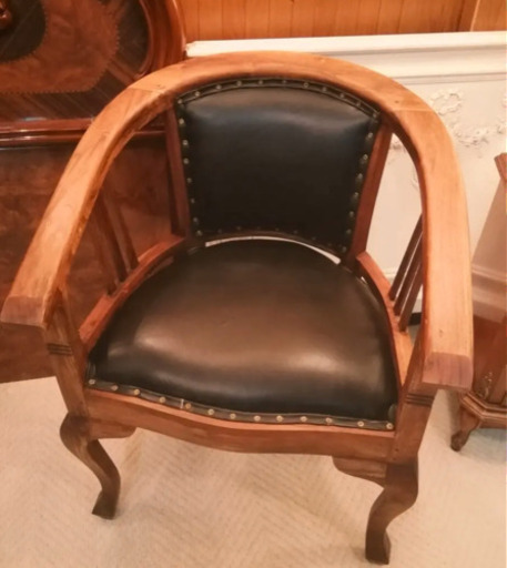 天然木・本革　ヴィンテージアームチェア②