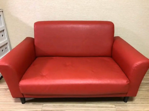 【値下げ中】二人がけソファ レッド  【美品】