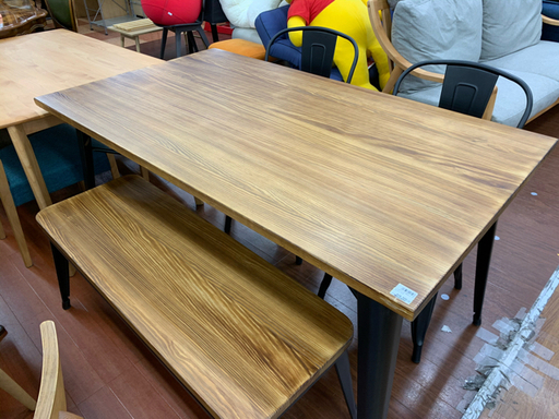 ベンチダイニング　4点セット　ブラウン×ブラック