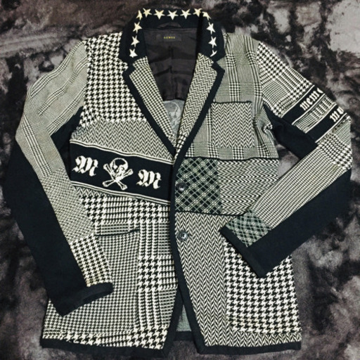 ARMED 人気のSサイズ クレイジーチェックパターン ニットジャケット