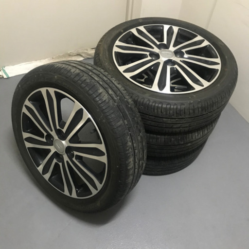 131-1ブリヂストンECOPIA165/55R15 ダイハツ純正アルミホイール付4本セット15×4.5J +45 人気のポリッシュ BRIDGESTONE EP150 タント