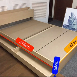 【お取引中】ダブルベッドフレーム　マットレス付の画像