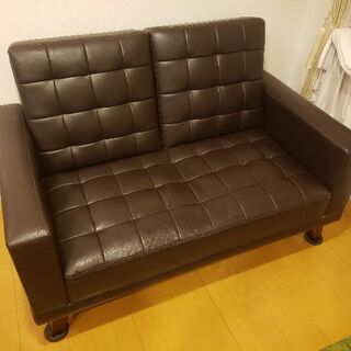 合皮ラブソファ ブラウン 3000円