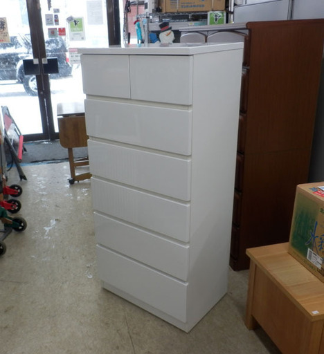 ニトリ ６段チェスト スリム 白 鏡面 幅600㎜ 高さ1300㎜ 6段 簞笥 タンス 衣類収納 ペイペイ対応 札幌市西区西野