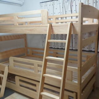 大川家具　超美品　3段ベッド　分解してシングルでも使えます！