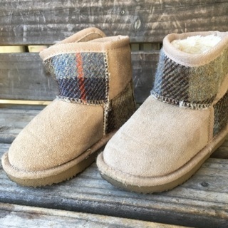 ハリスツイード　　ムートンブーツ　　15センチ