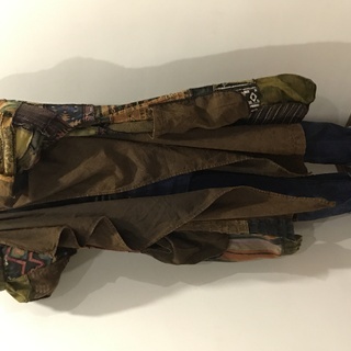 エスニックファッションパッチワークマントグリーンの画像