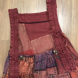 エスニックファッションパッチワークワンピースレッドの画像