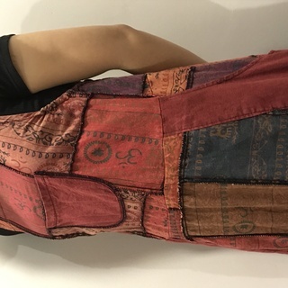 エスニックファッションパッチワークワンピースレッドの画像