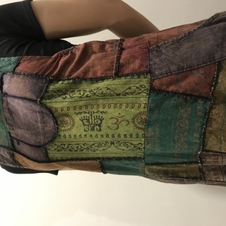 エスニックファッションパッチワークワンピースグリーンの画像